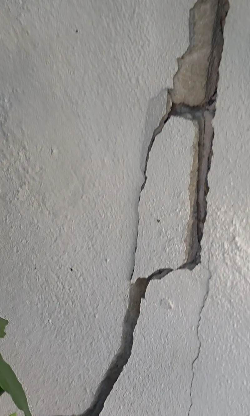 Fenda num muro de pátio